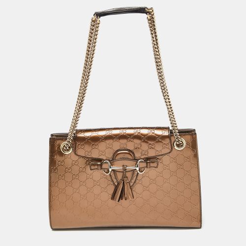 Gucci Brown Guccissima Patent Leather Large Emily Shoulder Bag - Gucci - Modalova