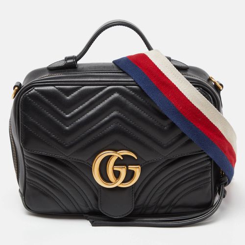 Gucci Black Matelassé Leather Small GG Marmont Top Handle Bag - Gucci - Modalova