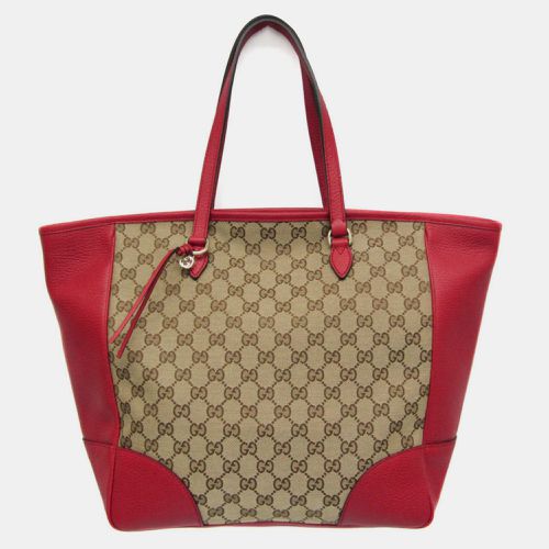 Red/ Leather GG Canvas Medium Bree Tote - Gucci - Modalova