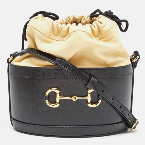 Gucci Black/Cream Leather Horsebit 1955 Bucket Bag - Gucci - Modalova