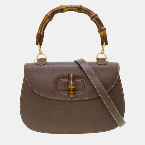 Gucci Brown Leather Bamboo 1947 Top Handle Bag - Gucci - Modalova