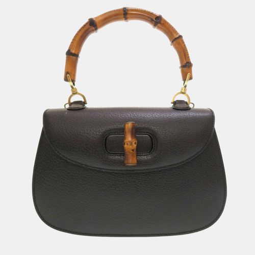 Gucci Black Leather Bamboo 1947 Top Handle Bag - Gucci - Modalova