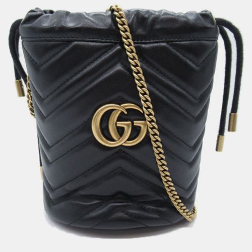 Gucci Black Leather Mini GG Marmont Shoulder Bag - Gucci - Modalova