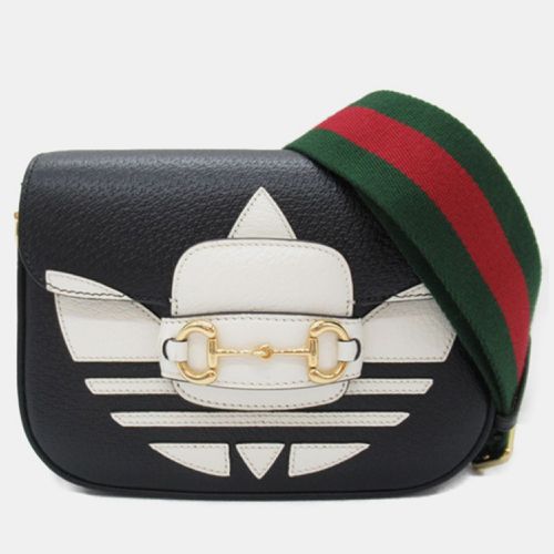 Gucci X Adidas Black Leather Horsebit 1955 Shoulder Bag - Gucci - Modalova