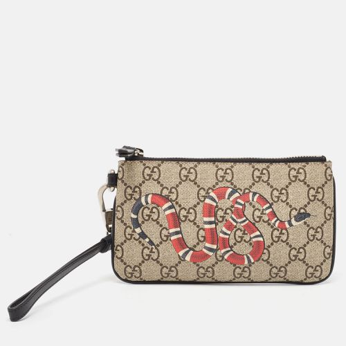 Gucci Beige GG Supreme Canvas Snake Print Wristlet Pouch - Gucci - Modalova