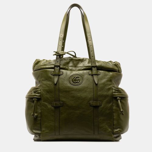 Gucci Green Leather Double G Drawstring Tote Bag - Gucci - Modalova