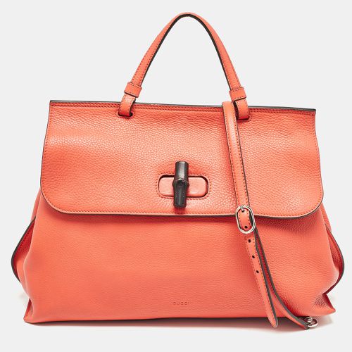 Gucci Orange Leather Large Bamboo Daily Top Handle Bag - Gucci - Modalova