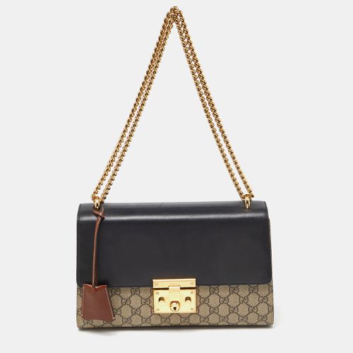 Gucci Beige/Black GG Supreme Canvas and Leather Medium Padlock Shoulder Bag - Gucci - Modalova