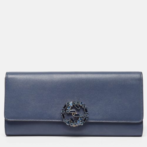 Gucci Dark Blue Leather GG Crystals Broadway Clutch - Gucci - Modalova