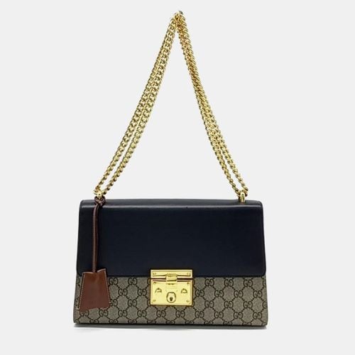 Gucci Black Leather and GG Canvas Padlock Supreme Shoulder Bag - Gucci - Modalova