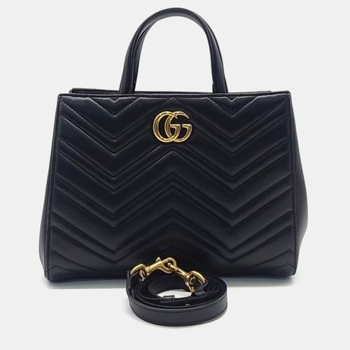 Gucci Black Leather GG Marmont Matelasse Tote Bag - Gucci - Modalova