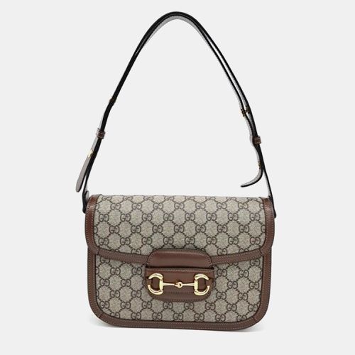 Gucci Beige GG Canvas 1955 Horsebit Shoulder Bag - Gucci - Modalova