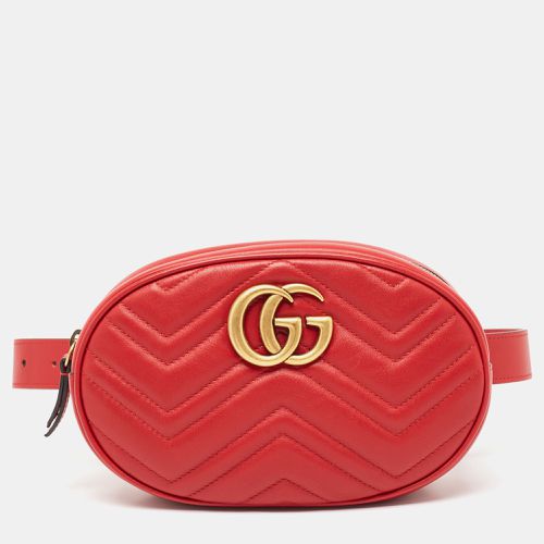 Gucci Red Matelassé Leather GG Marmont Belt Bag - Gucci - Modalova