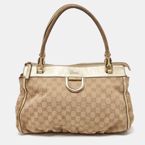 Gucci Beige/Gold GG Canvas and Leather D Ring Satchel - Gucci - Modalova