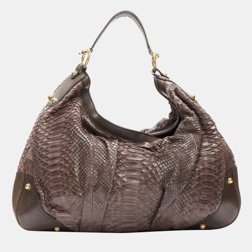 Gucci Burgundy Python Leather Jockey Hobo Bag - Gucci - Modalova