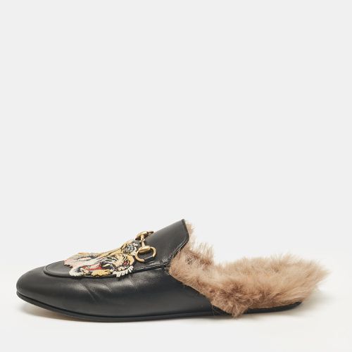 Leather and Fur Tiger Embroidered Princetown Mules Size 39 - Gucci - Modalova