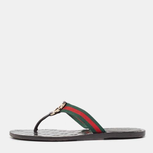 Canvas Web Flat Sandals Size 38.5 - Gucci - Modalova