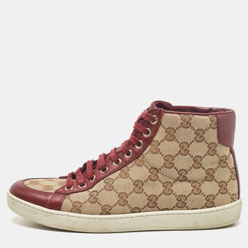 Gucci Brown/Beige GG Canvas and Leather High Top Sneakers Size 38 - Gucci - Modalova