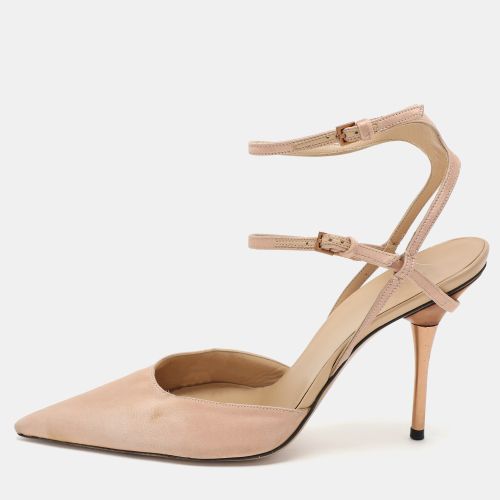 Gucci Beige Satin Pointed Toe Ankle Strap Sandals Size 37.5 - Gucci - Modalova