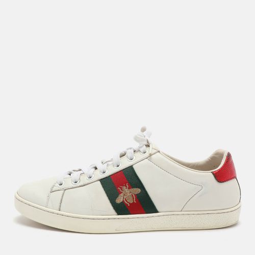 Gucci White Leather Leather Ace Bee Embroidered Low Top Sneakers Size 39 - Gucci - Modalova