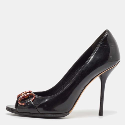 Patent Leather Horsebit Peep Toe Pumps Size 37 - Gucci - Modalova