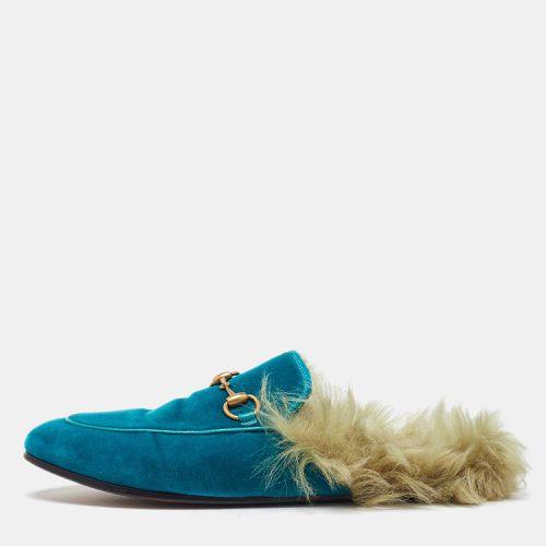 Velvet and Fur Lined Princetown Flat Mules Size 36 - Gucci - Modalova