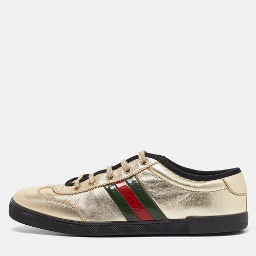 Gucci Gold Leather Web Low Top Sneakers Size 38.5 - Gucci - Modalova