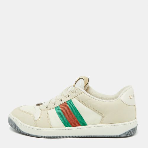 Leather and Fabric Screener Low Top Sneakers Size 39 - Gucci - Modalova