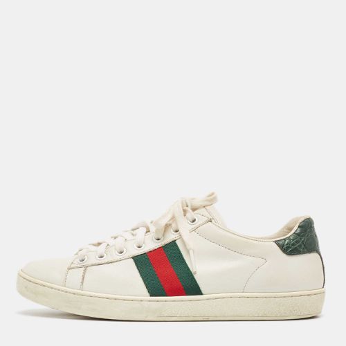 Crocodile and Leather Ace Lace Up Sneakers Size 38 - Gucci - Modalova