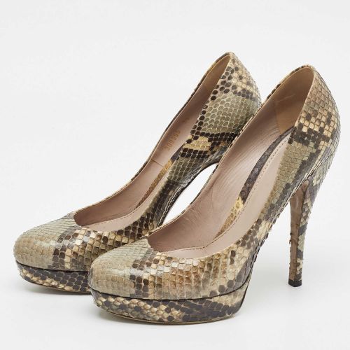 Python Leather Platform Pumps Size 39 - Gucci - Modalova