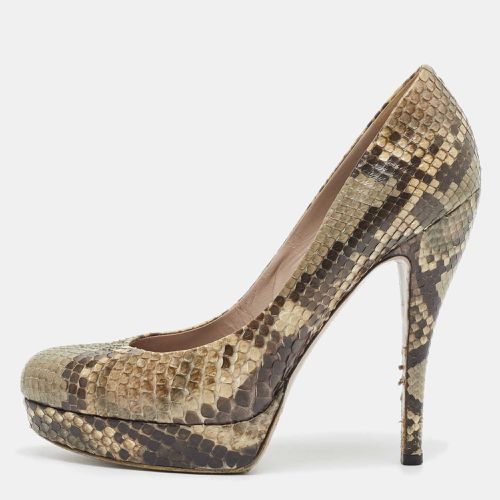 Python Leather Platform Pumps Size 39 - Gucci - Modalova