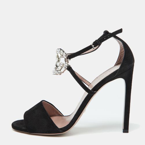 Suede Crystal Embellished GG Interlock Ankle Strap Sandals Size 39 - Gucci - Modalova