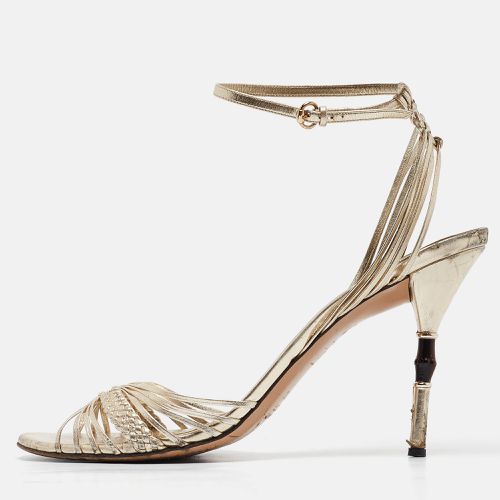 Gucci Gold Braided Leather Ankle Strap Sandals Size 42 - Gucci - Modalova