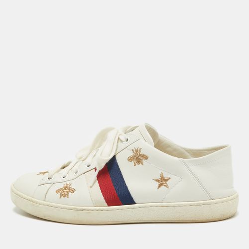 Gucci White Leather Ace Lace Up Sneakers Size 38 - Gucci - Modalova