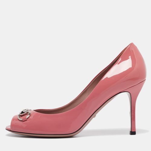 Gucci Pink Patent Leather Horsebit Peep Toe Pumps Size 40 - Gucci - Modalova