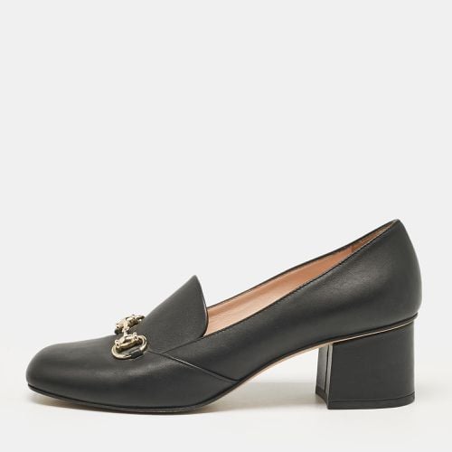 Leather Horsebit Block Heel Pumps Size 39 - Gucci - Modalova