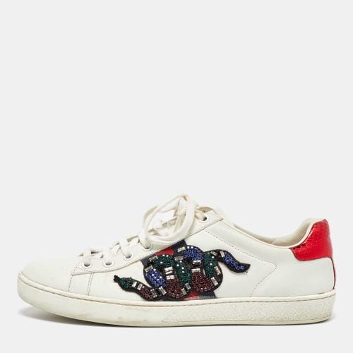 Leather Snake Crystal Embellished Ace Low Top Sneakers Size 38.5 - Gucci - Modalova