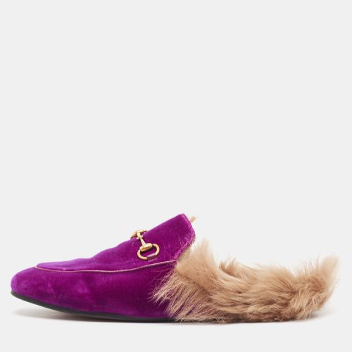 Gucci Purple Fur and Velvet Princetown Mules Size 38 - Gucci - Modalova