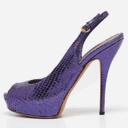 Gucci Purple Python Leather Peep Toe slingback Pumps Size 37 - Gucci - Modalova