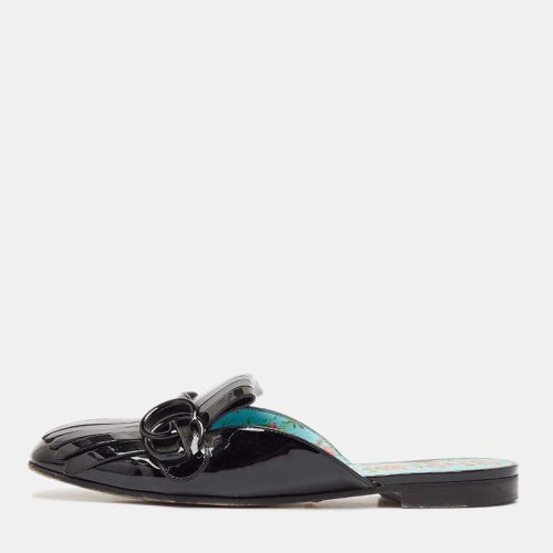 Gucci Black Patent Leather GG Marmont Mules Size 37.5 - Gucci - Modalova