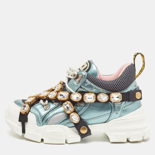 Gucci Tricolor Leather and Mesh Flashtrek Reflective Lace Up Sneakers 37.5 - Gucci - Modalova