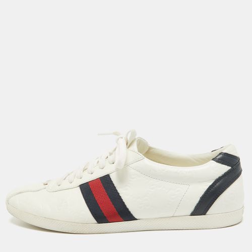 Gucci White Leather Ace Web Lace Up Sneakers Size 39 - Gucci - Modalova