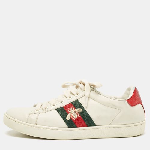 Gucci White Leather Embroidered Bee Ace Sneakers Size 37 - Gucci - Modalova