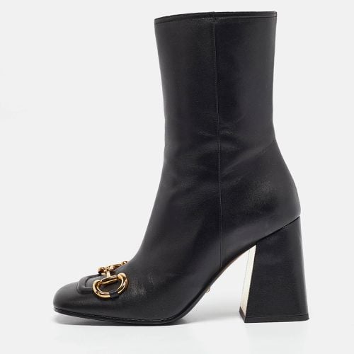 Gucci Black Leather Horsebit Mid Calf Boots Size 38 - Gucci - Modalova