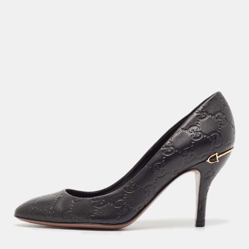 Ssima Leather Horse-Bit Heel Round Toe Pumps Size 37.5 - Gucci - Modalova