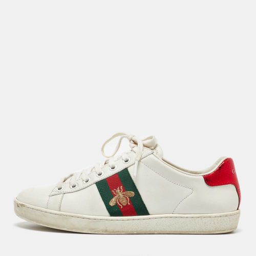 Gucci White Leather Bee Embroidered Ace Low Top Sneakers Size 38 - Gucci - Modalova