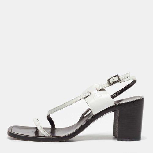 Gucci White Leather Strappy Block Heel Slingback Sandals Size 37.5 - Gucci - Modalova