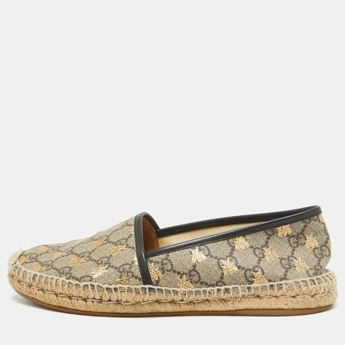 Gucci Brown/Beige GG Supreme Canvas Printed Bee Espadrille Flats Size 39 - Gucci - Modalova