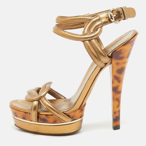 Gucci Metallic Leather Orchid Twist Sandals Size 36 - Gucci - Modalova