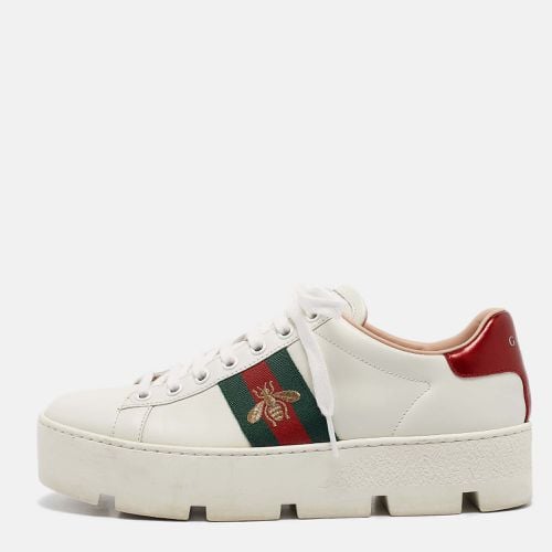 Gucci White Leather Bee Embroidered Ace Platform Sneakers Size 37.5 - Gucci - Modalova